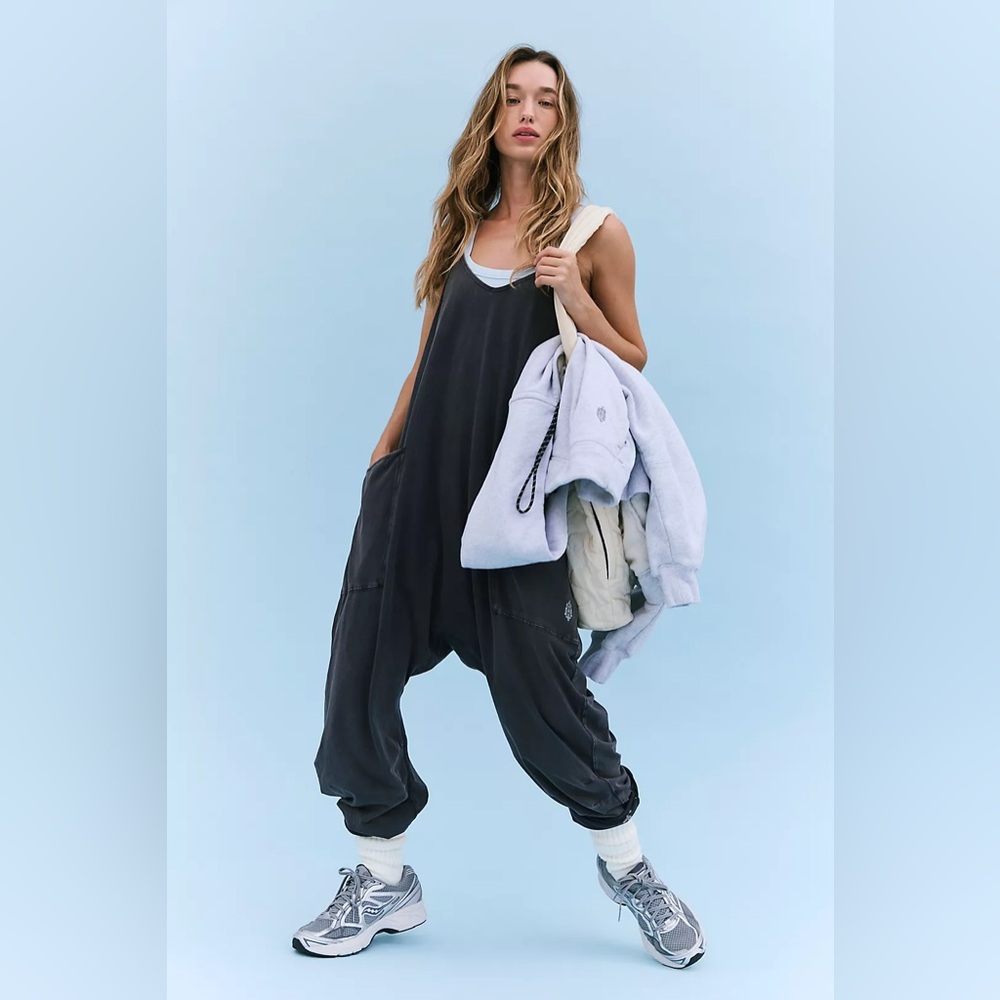 Free People FP Movement Hot Shot Onesie - Washed Black - Size Medium
